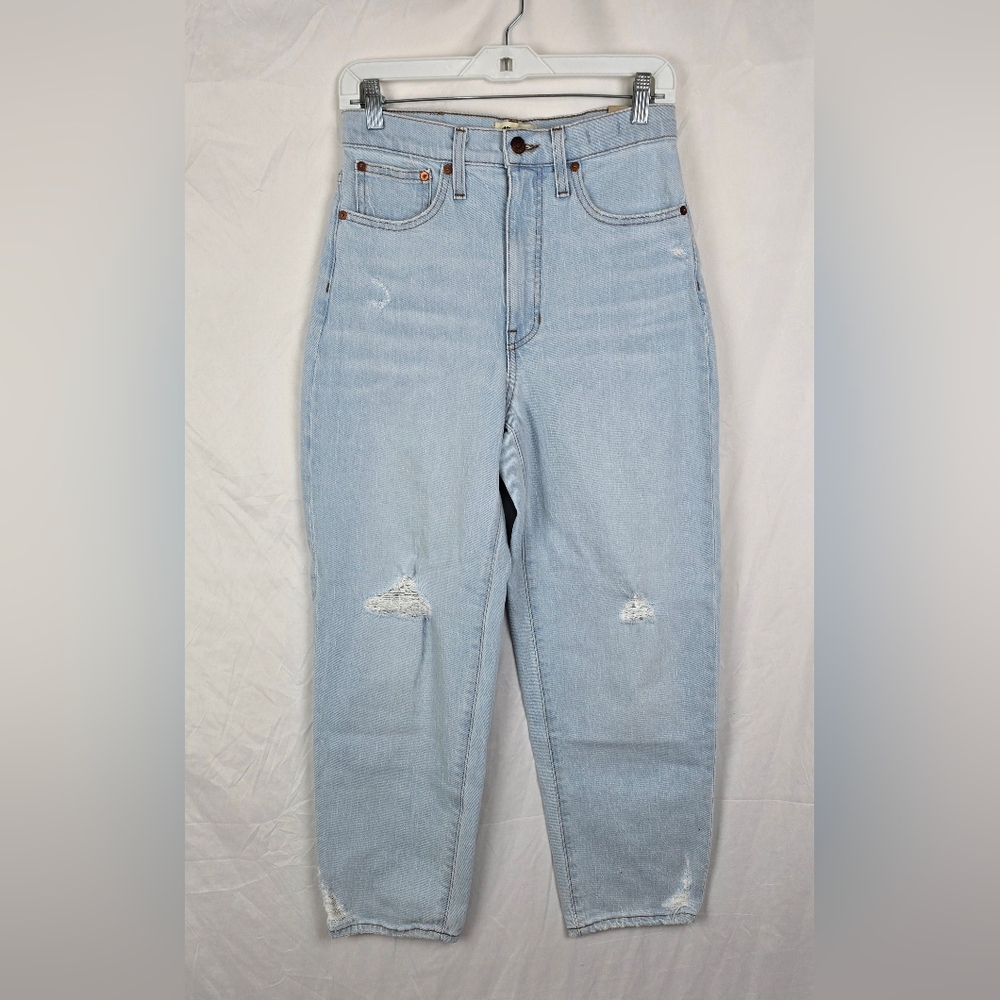 Madewell Balloon Magic Pockets Jeans Baleberry Wash Distressed sz 27 NWT - Picture 2 of 12